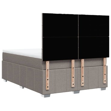 vidaXL Κρεβάτι Boxspring με Στρώμα Taupe 140x200 εκ. Υφασμάτινο