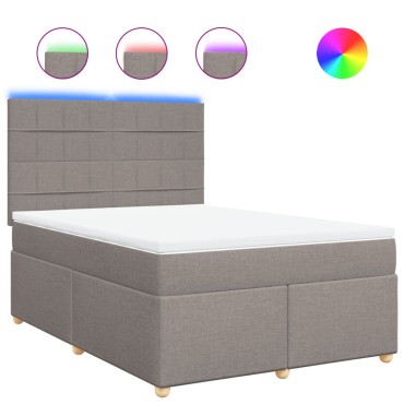 vidaXL Κρεβάτι Boxspring με Στρώμα Taupe 140x200cm Υφασμάτινο 1 τεμ. - Διπλό