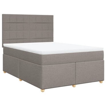 vidaXL Κρεβάτι Boxspring με Στρώμα Taupe 140x200cm Υφασμάτινο 1 τεμ. - Διπλό