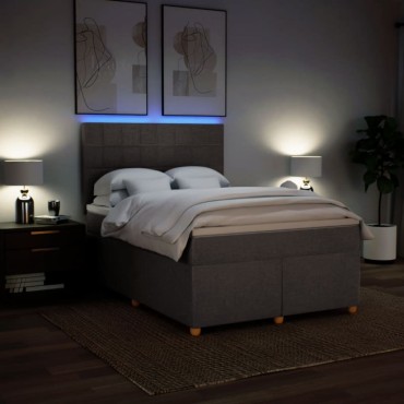 vidaXL Κρεβάτι Boxspring με Στρώμα Taupe 140x200cm Υφασμάτινο 1 τεμ. - Διπλό
