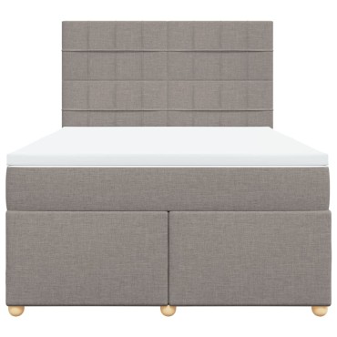 vidaXL Κρεβάτι Boxspring με Στρώμα Taupe 140x200cm Υφασμάτινο 1 τεμ. - Διπλό