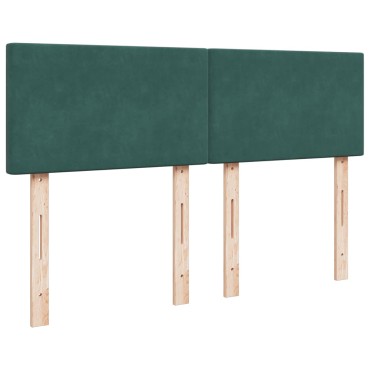 vidaXL Κρεβάτι Boxspring με Στρώμα Σκούρο Πράσινο 140x200εκ. Βελούδινο