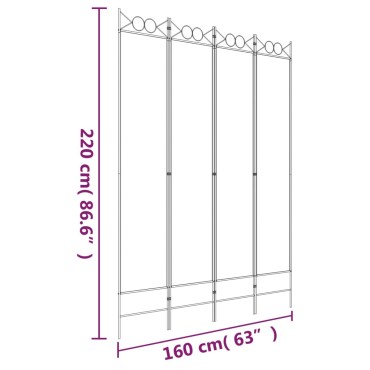 vidaXL Διαχωριστικό Δωματίου με 4 Πάνελ Λευκό 160x220cm Υφασμάτινο 1 τεμ.