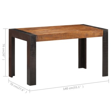 vidaXL Τραπεζαρία 140x70x76cm από Μασίφ Ακατέργαστο Ξύλο Μάνγκο 1 τεμ.
