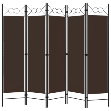 vidaXL Διαχωριστικό Δωματίου με 5 Πάνελ Καφέ 200x180cm 1 τεμ.