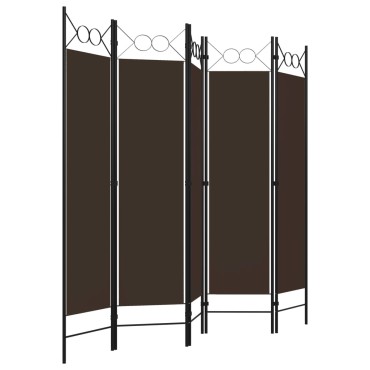 vidaXL Διαχωριστικό Δωματίου με 5 Πάνελ Καφέ 200x180cm 1 τεμ.