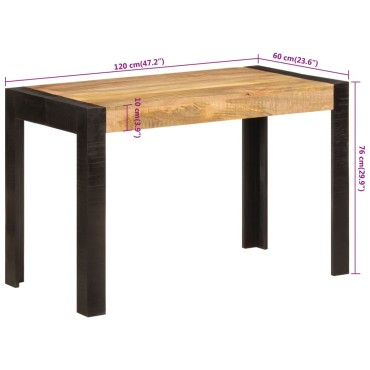 vidaXL Τραπεζαρία 120x60x76cm από Μασίφ Ξύλο Μάνγκο 1 τεμ.