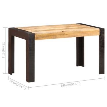 vidaXL Τραπεζαρία 140x70x76cm από Μασίφ Ακατέργαστο Ξύλο Μάνγκο 1 τεμ.