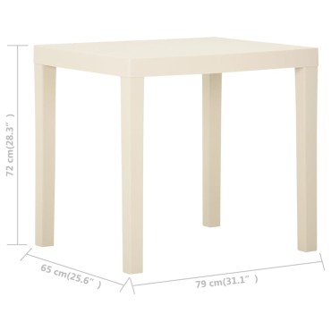 vidaXL Τραπέζι Κήπου Λευκό 79x65x72cm Πλαστικό 1 τεμ.