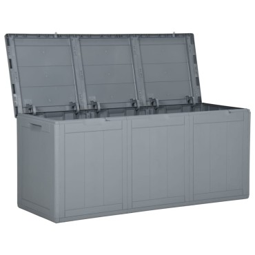 vidaXL Μπαούλο Αποθήκευσης Κήπου Γκρι 270 Λίτρα Ρατάν Πολυπροπυλενίου 118,5x44,5x51cm 1 τεμ.