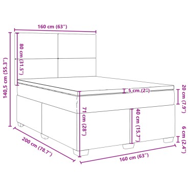 vidaXL Κρεβάτι Boxspring με Στρώμα Μπλε 160x200 εκ. Βελούδινο
