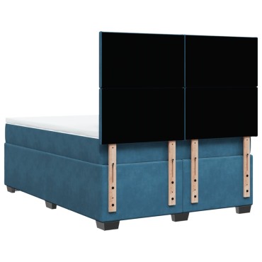 vidaXL Κρεβάτι Boxspring με Στρώμα Μπλε 160x200 εκ. Βελούδινο