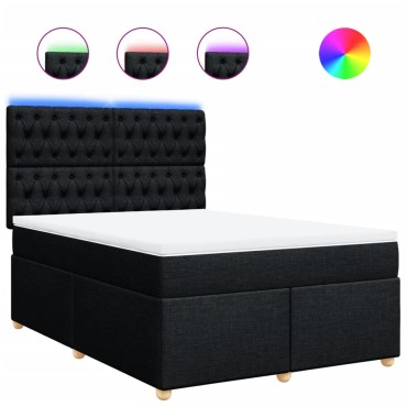 vidaXL Κρεβάτι Boxspring με Στρώμα Μαύρο 140x200 εκ. Υφασμάτινο