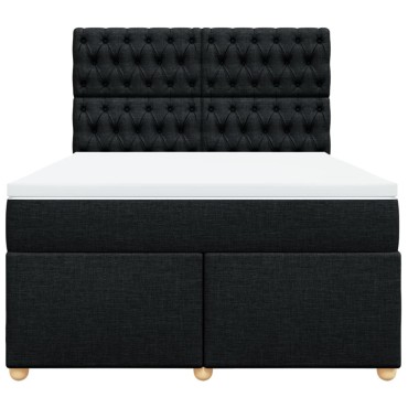 vidaXL Κρεβάτι Boxspring με Στρώμα Μαύρο 140x200 εκ. Υφασμάτινο