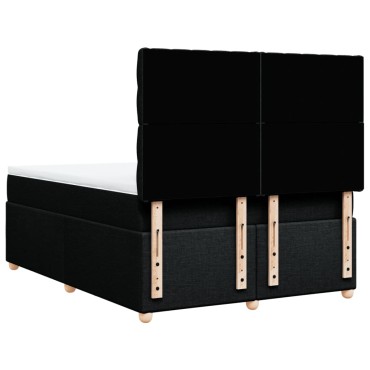 vidaXL Κρεβάτι Boxspring με Στρώμα Μαύρο 140x200 εκ. Υφασμάτινο