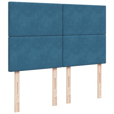 vidaXL Κρεβάτι Boxspring με Στρώμα Μπλε 160x200cm Βελούδινο 1 τεμ. - Διπλό