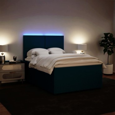 vidaXL Κρεβάτι Boxspring με Στρώμα Μπλε 160x200cm Βελούδινο 1 τεμ. - Διπλό