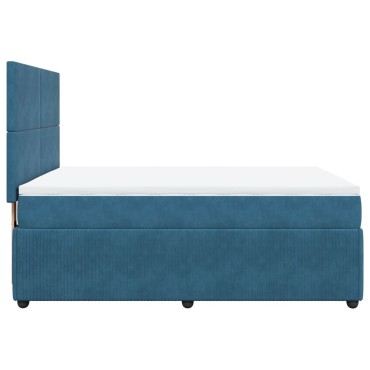 vidaXL Κρεβάτι Boxspring με Στρώμα Μπλε 160x200cm Βελούδινο 1 τεμ. - Διπλό