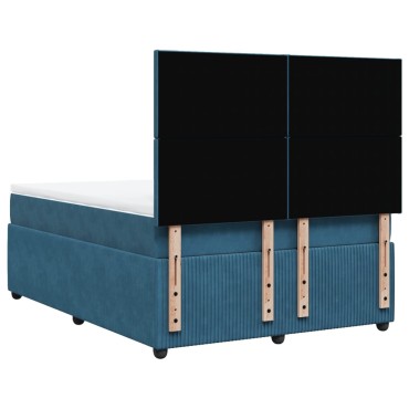 vidaXL Κρεβάτι Boxspring με Στρώμα Μπλε 160x200cm Βελούδινο 1 τεμ. - Διπλό