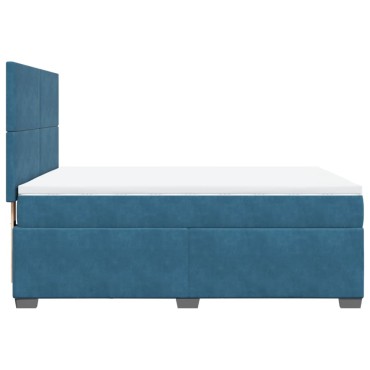 vidaXL Κρεβάτι Boxspring με Στρώμα Μπλε 160x200cm Βελούδινο 1 τεμ. - Διπλό