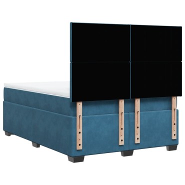 vidaXL Κρεβάτι Boxspring με Στρώμα Μπλε 160x200cm Βελούδινο 1 τεμ. - Διπλό