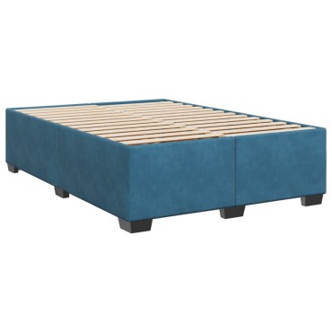 vidaXL Κρεβάτι Boxspring με Στρώμα Μπλε 160x200cm Βελούδινο 1 τεμ. - Διπλό