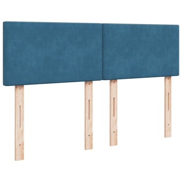 vidaXL Κρεβάτι Boxspring με Στρώμα Μπλε 160x200cm Βελούδινο 1 τεμ. - Διπλό
