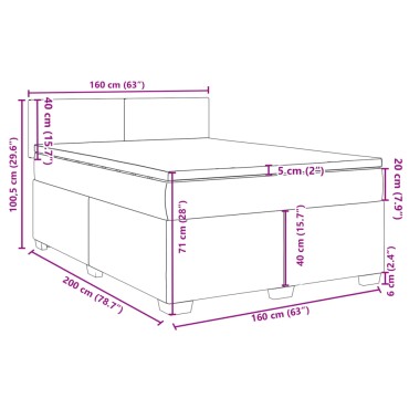 vidaXL Κρεβάτι Boxspring με Στρώμα Μπλε 160x200 εκ. Βελούδινο