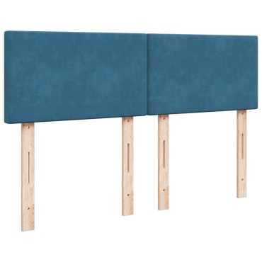 vidaXL Κρεβάτι Boxspring με Στρώμα Μπλε 160x200 εκ. Βελούδινο
