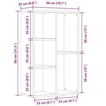 vidaXL Βιβλιοθήκη Artisan Δρυς 50x25x80cm Επεξεργασμένο Ξύλο 1 τεμ.
