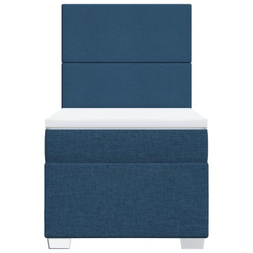 vidaXL Κρεβάτι Boxspring με Στρώμα Μπλε 100x200cm Υφασμάτινο 1 τεμ. - Μονό