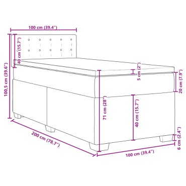 vidaXL Κρεβάτι Boxspring με Στρώμα Σκούρο Καφέ 100x200 εκ. Υφασμάτινο