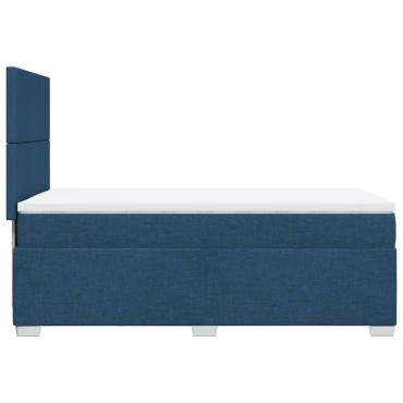vidaXL Κρεβάτι Boxspring με Στρώμα Μπλε 100x200cm Υφασμάτινο 1 τεμ. - Μονό