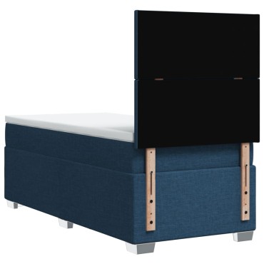 vidaXL Κρεβάτι Boxspring με Στρώμα Μπλε 100x200cm Υφασμάτινο 1 τεμ. - Μονό