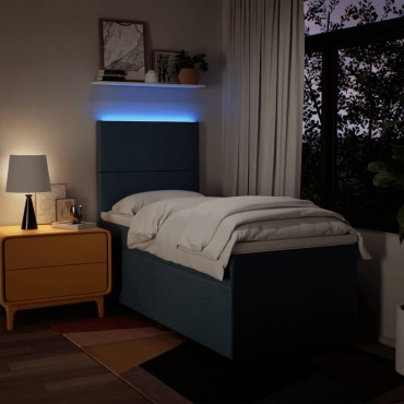 vidaXL Κρεβάτι Boxspring με Στρώμα Μπλε 100x200cm Υφασμάτινο 1 τεμ. - Μονό