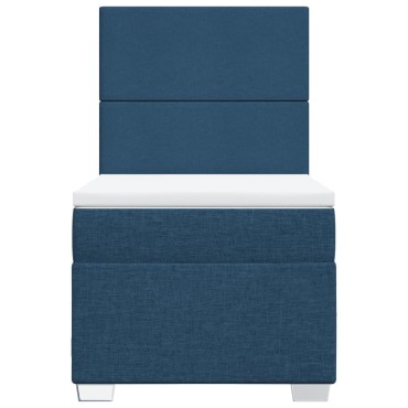 vidaXL Κρεβάτι Boxspring με Στρώμα Μπλε 100x200cm Υφασμάτινο 1 τεμ. - Μονό
