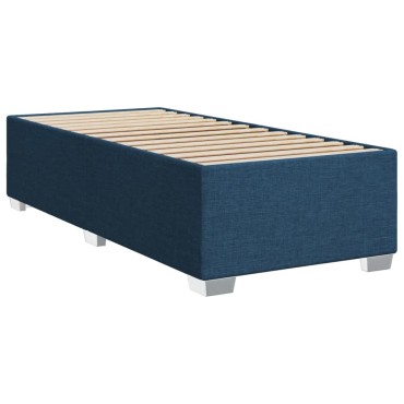 vidaXL Κρεβάτι Boxspring με Στρώμα Μπλε 100x200cm Υφασμάτινο 1 τεμ. - Μονό