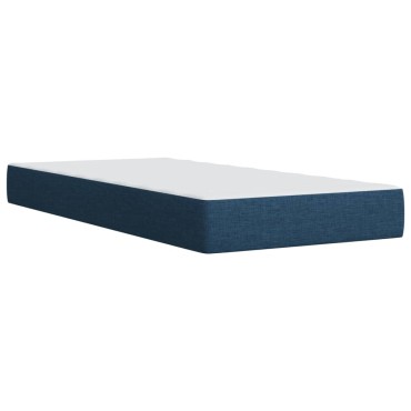 vidaXL Κρεβάτι Boxspring με Στρώμα Μπλε 100x200cm Υφασμάτινο 1 τεμ. - Μονό