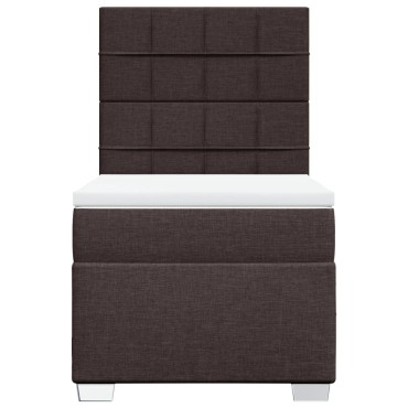 vidaXL Κρεβάτι Boxspring με Στρώμα Σκούρο Καφέ 100x200 εκ. Υφασμάτινο