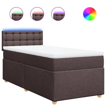 vidaXL Κρεβάτι Boxspring με Στρώμα Σκούρο Καφέ 100x200 εκ. Υφασμάτινο