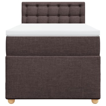 vidaXL Κρεβάτι Boxspring με Στρώμα Σκούρο Καφέ 100x200 εκ. Υφασμάτινο
