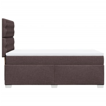 vidaXL Κρεβάτι Boxspring με Στρώμα Σκούρο Καφέ 100x200 εκ. Υφασμάτινο