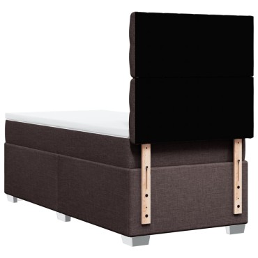 vidaXL Κρεβάτι Boxspring με Στρώμα Σκούρο Καφέ 100x200 εκ. Υφασμάτινο