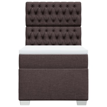 vidaXL Κρεβάτι Boxspring με Στρώμα Σκούρο Καφέ 100x200 εκ. Υφασμάτινο