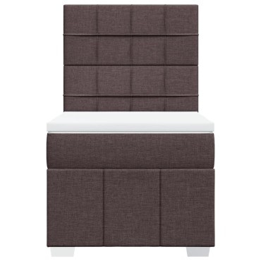 vidaXL Κρεβάτι Boxspring με Στρώμα Σκούρο Καφέ 90x200 εκ. Υφασμάτινο