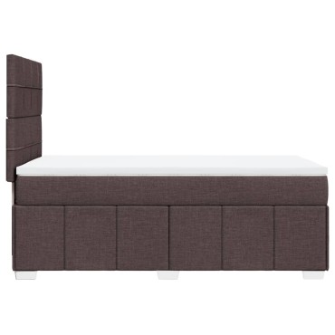 vidaXL Κρεβάτι Boxspring με Στρώμα Σκούρο Καφέ 90x200 εκ. Υφασμάτινο