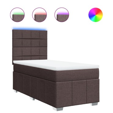 vidaXL Κρεβάτι Boxspring με Στρώμα Σκούρο Καφέ 90x200 εκ. Υφασμάτινο