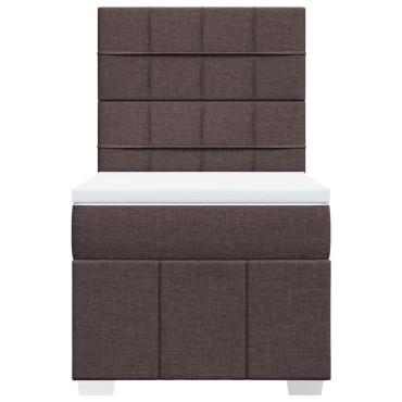 vidaXL Κρεβάτι Boxspring με Στρώμα Σκούρο Καφέ 90x200 εκ. Υφασμάτινο