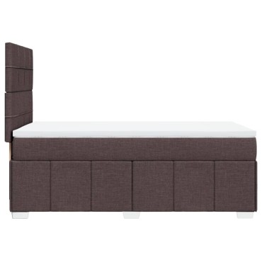 vidaXL Κρεβάτι Boxspring με Στρώμα Σκούρο Καφέ 90x200 εκ. Υφασμάτινο