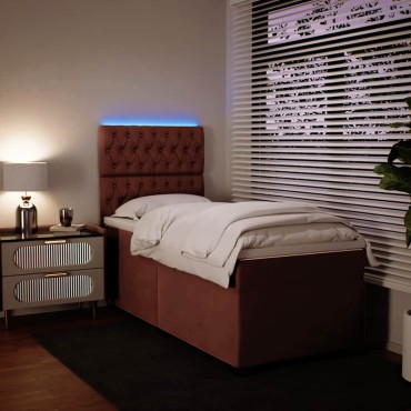 vidaXL Κρεβάτι Boxspring με Στρώμα Ροζ 100x200cm Βελούδινο 1 τεμ. - Μονό